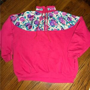 Spirit Vibrant Pink and Floral Turtleneck Sweater